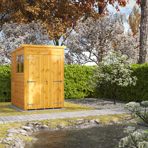 POWER 191 cm x 133 cm Gartenhaus mit Doppeltür und Pultdach aus Nut